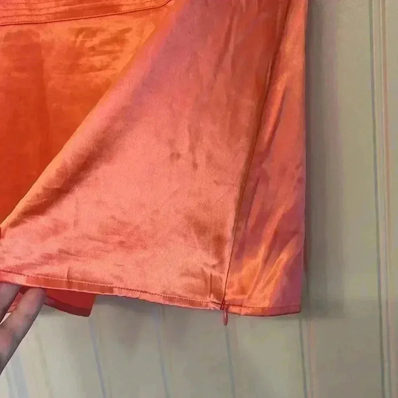 Cache silky orange blouse top vintage side zipper size Medium like new - Picture 4 of 9